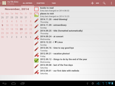 Diary Screen